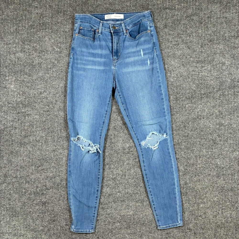 Levis Signature High Rise‎ Skinny Jeans Womens Size 6M Blue Denim Distressed